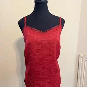 CAbi Red Ruched Camisole Top